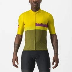 Maillot Manche Courte Castelli A Blocco Homme Jaune/Vert 2023
